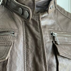 BCBGMaxAzria Taupe Leather Jacket
